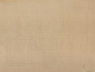 Νυμφαίο Φλώρινας, οικία Μπουτάρη. Αρχιτεκτονικό σχέδιο, κάτοψη, προσχέδιο, του Σταυρίδη Θ. για τον Σύλλογο Ελληνική Λαϊκή Τέχνη, 1937