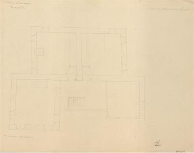 Νυμφαίο Φλώρινας, οικία Μπουτάρη. Αρχιτεκτονικό σχέδιο, κάτοψη ορόφου, προσχέδιο, του Σταυρίδη Θ. για τον Σύλλογο Ελληνική Λαϊκή Τέχνη, 1937
