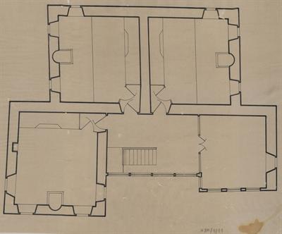 Νυμφαίο Φλώρινας, οικία Μπουτάρη. Αρχιτεκτονικό σχέδιο, κάτοψη ορόφου, του Σταυρίδη Θ. για τον Σύλλογο Ελληνική Λαϊκή Τέχνη, 1937