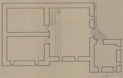 Περιβόλι Γρεβενών. Αρχιτεκτονικό σχέδιο, κάτοψη, του Δημήτρη Μωρέτη για τον Σύλλογο Ελληνική Λαϊκή Τέχνη, 1937
