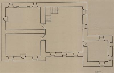 Περιβόλι Γρεβενών. Αρχιτεκτονικό σχέδιο, κάτοψη ορόφου, του Δημήτρη Μωρέτη για τον Σύλλογο Ελληνική Λαϊκή Τέχνη, 1937