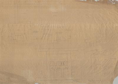 Πίνδος, σπίτι κυρ-Δαλαμπίρα. Αρχιτεκτονικό σχέδιο, κάτοψη ισογείου και λεπτομέρεια παράθυρου, προσχέδιο, του Δημήτρη Μωρέτη για τον Σύλλογο Ελληνική Λαϊκή Τέχνη, 1937 (;)