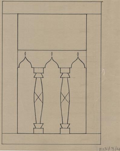Πίνδος, οικία Ιωάννη Μάνου. Αρχιτεκτονικό σχέδιο, όψη παραθύρου, του Δημήτρη Μωρέτη για τον Σύλλογο Ελληνική Λαϊκή Τέχνη, 1937