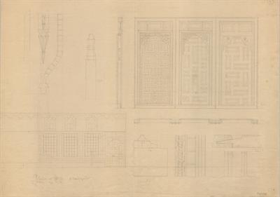 Σιάτιστα, αρχοντικό Μανούση (Δούκα Τζάτζα). Αρχιτεκτονικό σχέδιο, ανάπτυγμα σάλλας (Β&#039; όροφος), προσχέδιο, της Πασχαλίδου - Μωρέτη Αλεξάνδρας για τον Σύλλογο Ελληνική Λαϊκή Τέχνη, 1936