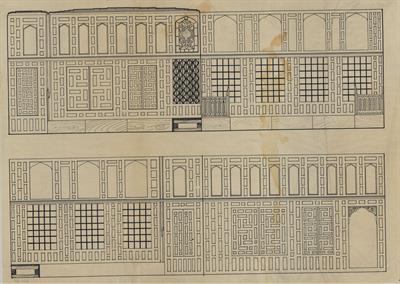 Σιάτιστα, αρχοντικό Μανούση (Δούκα Τζάτζα). Αρχιτεκτονικό σχέδιο, ανάπτυγμα νοντά (Β&#039; όροφος), του Δημήτρη Μωρέτη για τον Σύλλογο Ελληνική Λαϊκή Τέχνη, 1936