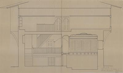 Σιάτιστα, αρχοντικό Νεραντζόπουλου. Αρχιτεκτονικό σχέδιο, τομή, για τον Σύλλογο Ελληνική Λαϊκή Τέχνη, 1936