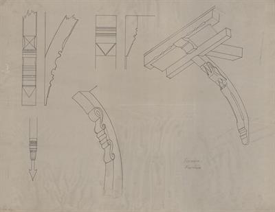 Σιάτιστα. Αρχιτεκτονικό σχέδιο, λεπτομέρειες: ντιστέκια, για τον Σύλλογο Ελληνική Λαϊκή Τέχνη, 1936