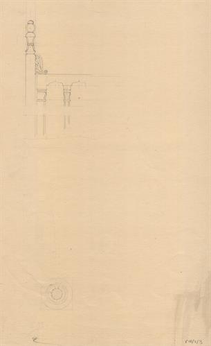 Σιάτιστα. Αρχιτεκτονικό σχέδιο, λεπτομέρεια: ξυλόγλυπτο κάγκελο, προσχέδιο, για τον Σύλλογο Ελληνική Λαϊκή Τέχνη, 1936