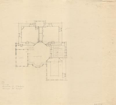 Τρίκερι Πηλίου, αρχοντικό Στάντγιανν. Αρχιτεκτονικό σχέδιο, κάτοψη Β&#039; ορόφου, προσχέδιο, του Γιώργου Γιαννουλέλλη για τον Σύλλογο Ελληνική Λαϊκή Τέχνη, 1937