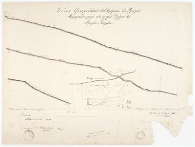 &quot;Σχέδιον εξακολουθήσεως της κλίμακος του φρουρίου Παλαμηδίου μέχρι του κρυφού δρόμου του φρουρίου Ναυπλίας [Ακροναυπλίας]&quot;. Τοπογραφικό σχέδιο του Ανθυπολοχαγού Λεωνίδα Πάγκαλου, 18/4/1850. Το σχέδιο προέρχεται από την προσωπική συλλογή του στρατηγού Πέτρ