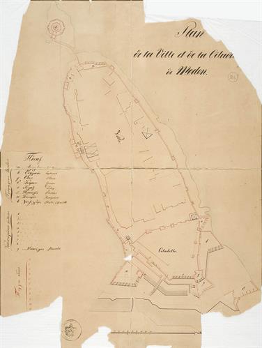 &quot;Plan de la ville et de la citadelle de Modon&quot;. Τοπογραφικό σχέδιο της πόλης και του κάστρου της Μεθώνης. Εποχή Όθωνος, (1832-1862). Το σχέδιο προέρχεται από την προσωπική συλλογή του στρατηγού Πέτρου Στ. Λυκούδη.