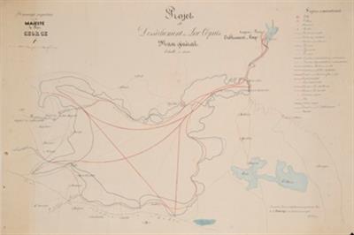&quot;Projet de dessechement du lac Copais. Plan general&quot;. Σχέδιο αποξήρανσης της λίμνης Κωπαϊδος. Χάρτης του A. Romer.