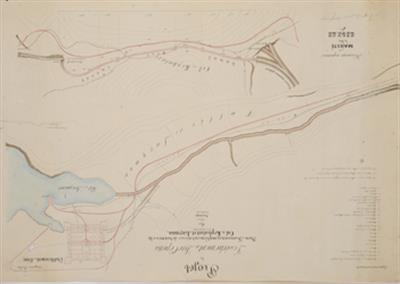 &quot;Projet de dessechement du lac Copais. Plan des travaux complementaires a travers le col de Kephalari et a Larymna, non mentionnes au plan de Monsieur Sauvage&quot;. Σχέδιο αποξήρανσης της λίμνης Κωπαϊδος. Συμπληρωματικές εργασίες στο διάσελο του Κεφαλαρίου κα