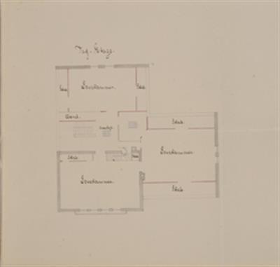 Οικία στο Taarbaek Δανίας. Αρχιτεκτονικό σχέδιο με κάτοψη της σοφίτας, από την προσωπική συλλογή του Βασιλέα Γεωργίου Α&#039;. Σχεδιασμένο στη Δανία το 1874.