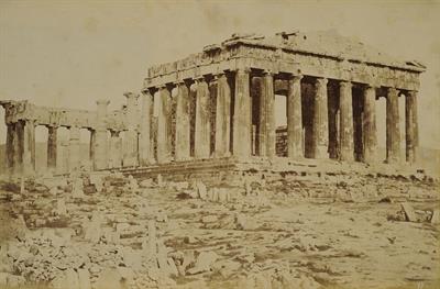 The Parthenon on the Acropolis of Athens viewed from the northwest. Photograph.