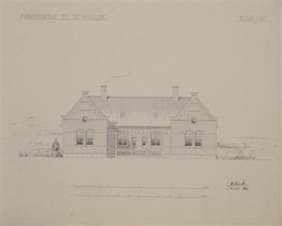 Εργατική κατοικία για δύο οικογένειες (Σχέδιο ΙΙΙ). Αρχιτεκτονικό σχέδιο, όψη, του H. Wenck, Δανία, Μάρτιος 1901.
