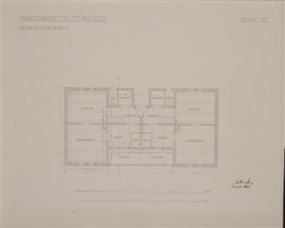 Εργατική κατοικία για δύο οικογένειες (Σχέδιο ΙV). Αρχιτεκτονικό σχέδιο, κάτοψη, του H. Wenck, Δανία, Μάρτιος 1901.