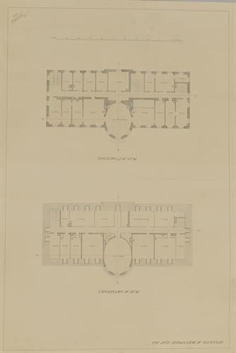 Ανάκτορο Bernstorf (προάστιο Κοπεγχάγης). Αρχιτεκτονικό σχέδιο, κάτοψη σοφίτας και πρώτου ορόφου, του Karl Wolf, Δανία, 1864.