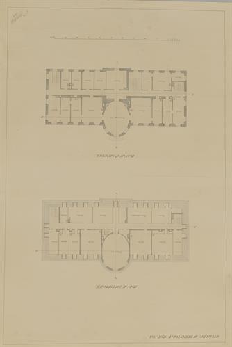 Ανάκτορο Bernstorf (προάστιο Κοπεγχάγης). Αρχιτεκτονικό σχέδιο, κάτοψη σοφίτας και πρώτου ορόφου, του Karl Wolf, Δανία, 1864.