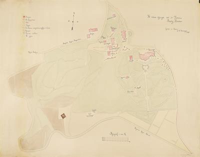 &quot;Η νότιος πλευρά του εν Τατοϊω βασιλικού κήπου&#039;. Τοπογραφικό σχέδιο του Ιωάννη Πέππα-Πάτση, 1896.