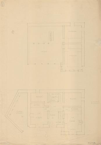 Κοζάνη, αρχοντικό Χαρίση (;). Αρχιτεκτονικό σχέδιο, κατόψεις ισογείου και ορόφου, προσχέδιο, για τον Σύλλογο Ελληνική Λαϊκή Τέχνη, 1936