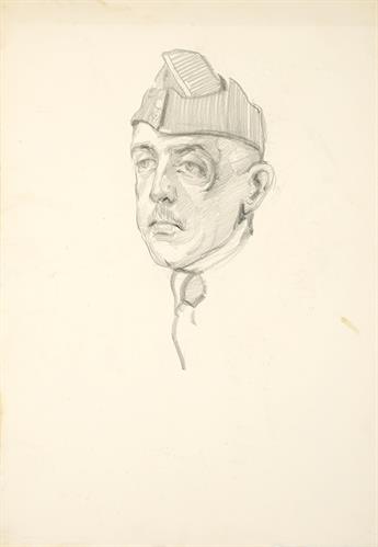 Προσωπογραφία του Βασιλείου Μιχαήλ Μελά, μολύβι σε χαρτόνι του Χ. Παπαχαραλάμπους, Αργυρόκαστρο, 1941.