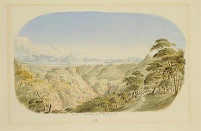 Άποψη των Θεσσαλικών ακτών από την Εύβοια, υδατογραφία του Skene James,1838-1845.