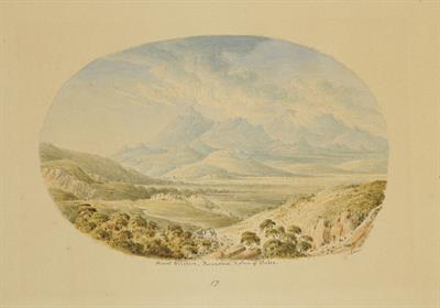 Η πεδιάδα της Θήβας και ο Παρνασσός, υδατογραφία του Skene James,1838-1845.