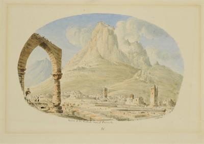 Άποψη της Κορίνθου, υδατογραφία του Skene James, 1838-1845.