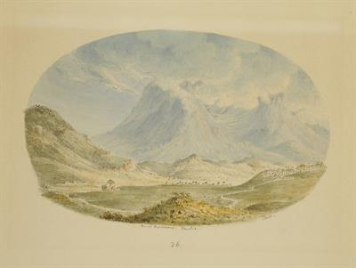 Τοπίο με τον Παρνασσό, υδατογραφία του Skene James, 1838-1845.