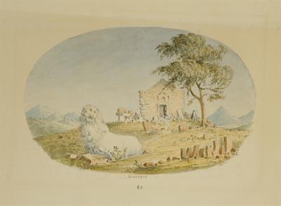 Ο Λέων της Χαιρώνειας, υδατογραφία του Skene James, 1838-1845.