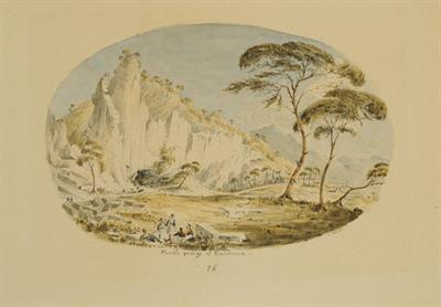Λατομείο στην Πεντέλη, υδατογραφία του Skene James, 1838-1845.