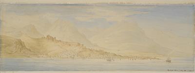 Άποψη της Πάτρας, υδατογραφία του Skene James, 1838.