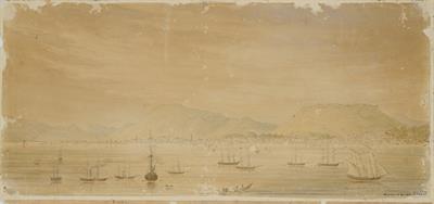 Άποψη της Σμύρνης, υδατογραφία του Skene James, 1838.