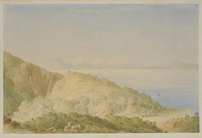 Η Ακρόπολη του Ραμνούντα, υδατογραφία του Skene James, 1842.