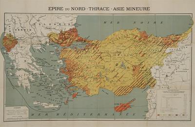 &quot;EPIRE DU NORD-THRACE-ASIE MINEURE&quot;. Εθνογραφικός χάρτης Μικράς Ασίας-Ηπείρου-Θράκης, τυπωμένος στο τυπογραφείο Chaix, Παρίσι.