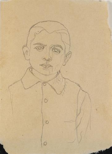 Προσχέδιο προσωπογραφίας αγοριού, μολύβι σε χαρτί του Παναγιώτη Τατσιράμου, Ιωάννινα.