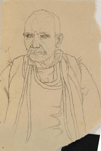 Προσχέδιο προσωπογραφίας ηλικιωμένου άνδρα, μολύβι σε χαρτί του Παναγιώτη Τατσιράμου, Ιωάννινα.