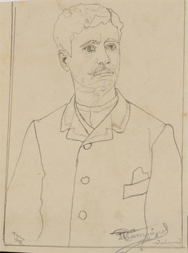 Προσχέδιο προσωπογραφίας άνδρα με σακάκι, μολύβι σε χαρτί του Παναγιώτη Τατσιράμου, Ιωάννινα, 1904.