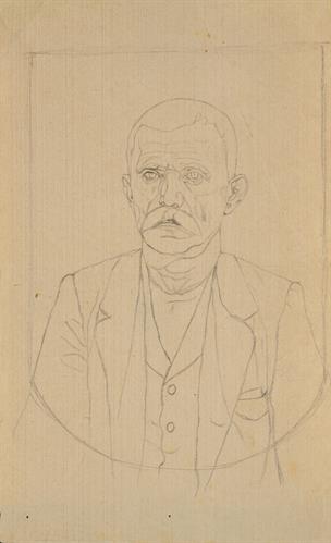 Προσχέδιο προσωπογραφίας ηλικιωμένου άνδρα, μολύβι σε χαρτί του Παναγιώτη Τατσιράμου, Ιωάννινα.