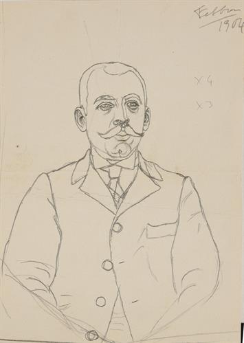 Προσχέδιο προσωπογραφίας άνδρα, μολύβι σε χαρτί του Παναγιώτη Τατσιράμου, Ιωάννινα, 1904.