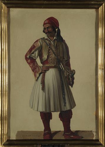Αγωνιστής του 1821, υδατογραφία του Scherer, Αθήνα, 1843.