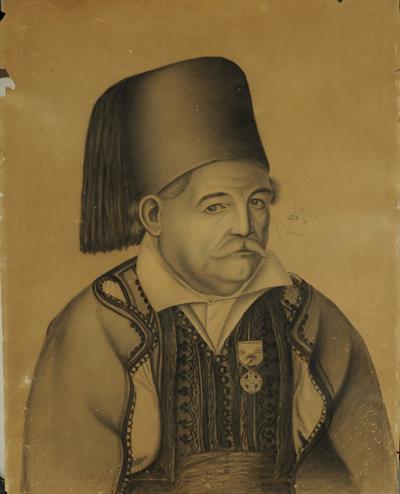 Προσωπογραφία του Άγγελου Σωτηριάνου Γέροντα, κάρβουνο σε χαρτί.
