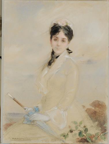 Προσωπογραφία της Ρωξάνης Κοζάκη-Τυπάλδου, το γένος Σούτσου (; - 1917), παστέλ σε χαρτόνι του Παύλου Μαθιόπουλου.