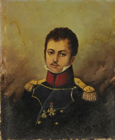 Προσωπογραφία στρατιωτικού (φιλέλληνα;), ελαιογραφία σε χαρτόνι.
