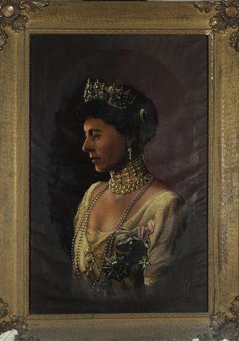 Προσωπογραφία της Βασίλισσας Σοφίας, ελαιογραφία σε μουσαμά του Γαβριήλ Πάρτσωνα, Άγιον Όρος, 1921.