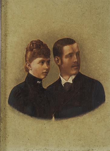 Προσωπογραφία του Κωνσταντίνου και της Σοφίας, ελαιογραφία σε ξύλο.