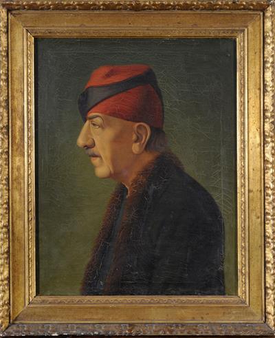 Προσωπογραφία του Λαζάρου Κουντουριώτη, ελαιογραφία σε μουσαμά, Ιστορική οικία Λαζάρου Κουντουριώτη.