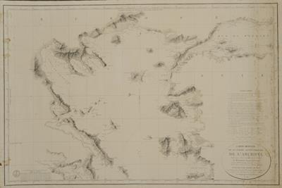 &quot;CARTE REDUITE DE LA PARTIE SEPTENTRIONALE DE L&#039; ARCHIPEL&quot;. Χάρτης του βορείου Αιγαίου Πελάγους. Ασπρόμαυρη χαλκογραφία, Caplin, Besancon, M. Gauttier Capitaine de Vaisseau, M. Benoist, 1827.