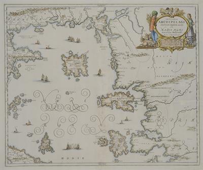 &quot;INSULARUM ARCHIPELAGI SEPTENTRIONALIS seu MARIS AEGAEJ Accurata Delinatio&quot;. Χάρτης των νησιών του βορείου Αιγαίου Πελάγους. Ασπρόμαυρη χαλκογραφία με επιχρωματίσεις, J. Laurenbergio.